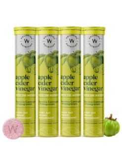 WELLBEING NUTRITION Apple Cider Vinegar (ACV) for Weight Loss with Mother & Garcinia Cambogia, Pomegranate| Weight Management, Gut Health, Supports Digestion, Boosts Metabolism 17 Effervescent Tablet Pack of 4