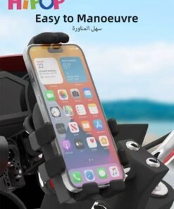 HIPOP Bike Phone Holder, Bike Handlebar Phone Mount with Shock Absorption, Adjustable Motorcycle Phone Holder, 360° Rotation, Anti-Off, Anti-Shake