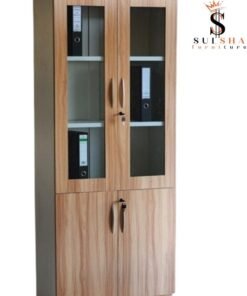 SULSHA Modern Wooden File Cabinet 4 Door ,Glass Door Cabinet