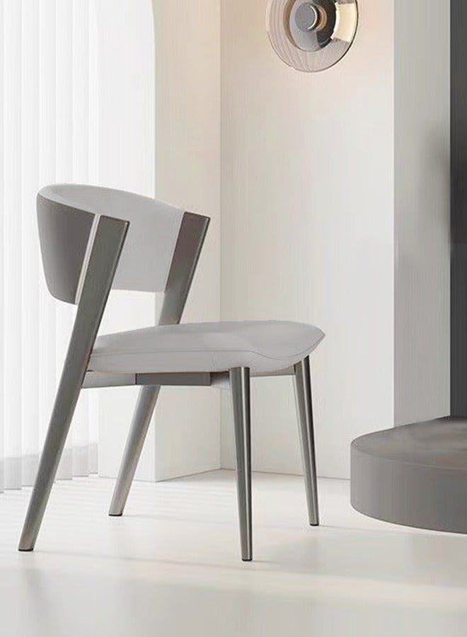 fashionhome Set of 4 Multipurpose Use Italian Light Luxury Dining Chairs Minimalist Design Curved Upholstered Leather Backrest Accent Chairs Comfortable Restaurant Chairs Durable Carbon Steel Legs Living Room Chairs 44x50x80 cm - Image 3