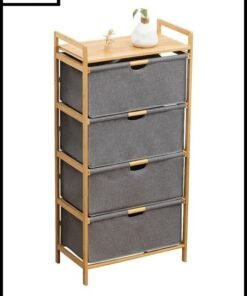 LEDIN 4 Drawers Dresser, Dresser for Bedroom, Fabric Storage Tower, Chest of Drawers, Organizer Unit for Closets, Living Room, Sturdy Steel Frame, Wooden Top, Easy Pull Fabric Bins