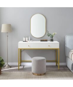 Alternative view of Sharpdo Home Multifunctional Bedroom Dressing Table Storage Study Computer Desk with 2 Drawers Storage Dressing Table With Drawers Vanity Table Beautiful Makeup Table 100*48*80cm