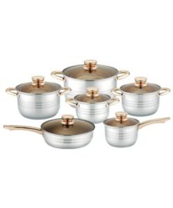 Olympia Stainless Steel 12-Piece Cookware Set - Casserole, Saucepan, Fry Pan Heavy Duty With Stainless Steel Handle Gas, Stovetops Compatible