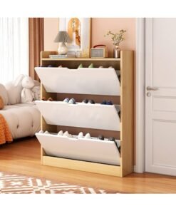 Alternative view of Narrow Shoe Cabinet Entryway Tipping Bucket Shoe Storage Cabinet with 3 Flip Drawers Slim Shoe Rack for Home Hallway Bedroom Living Room Space Saving, XG78 (White)
