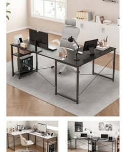 Harlan L-Shaped Desk Computer Corner Table Study Desk Home Office Workstation Modern Simple Style Writing Desk Table - Image 3