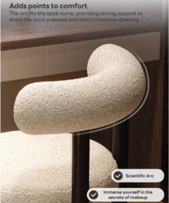Sharpdo Modern Dressing Table and Makeup Chair for Bedroom, Lambskin Dressing Stool for Master Bedroom Living Room Chairs 42*50*72CM