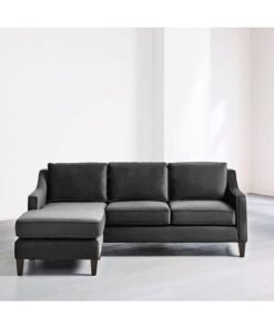 Karnak Sectional L-Shaped Luxury Sofa For Living Room Solid Wood Corner Modern Design Couch, Velvet Upholstered Color (Grey)