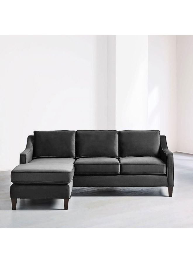 Karnak Sectional L-Shaped Luxury Sofa For Living Room Solid Wood Corner Modern Design Couch, Velvet Upholstered Color (Grey)