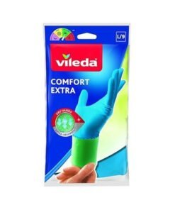 Alternative view of Vileda Comfort Extra Reusable Rubber Gloves L, Latex, Absorbent Interior, Protects Your Skin, Blue & Green, Large Size (1 Pair Per Pack)