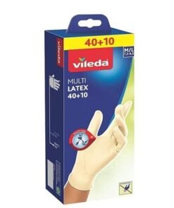 Alternative view of Vileda Disposable Multi Latex Gloves, Powder-Free, Ambidextrous Wear, Pack Of 50, White, Medium/Large, 2319701
