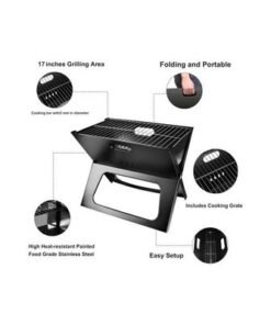 Foldable Charcoal Grill Black - Image 4