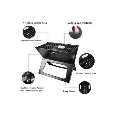 Foldable Charcoal Grill Black - Image 4
