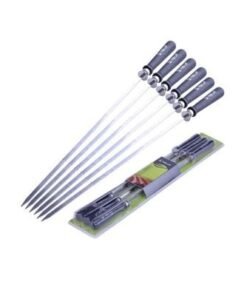 6-Piece BBQ Grill Skewer Set Silver/Black