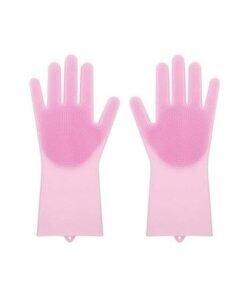Silicone Scrubber Cleaning Gloves Pink 21g