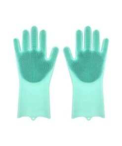 Alternative view of Magic Washing Scrubber Heat Resistant Silicone Gloves Light Green 17.8X3.7X39.5cm
