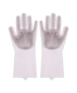 Silicone Scrubber Cleaning Gloves White 21g