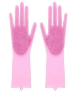 Alternative view of 2-Piece Silicone Scrubbing Gloves Set Pink