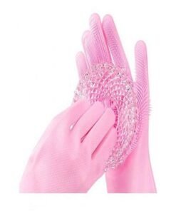 2-Piece Silicone Scrubbing Gloves Set Pink