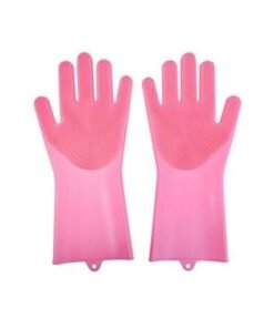 Alternative view of Silicone Dish Washing Scrubber Gloves Rose