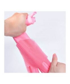 Silicone Dish Washing Scrubber Gloves Rose