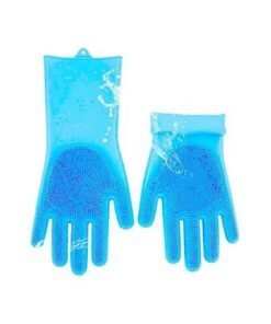 Magic Silicone Gloves With Wash Scrubber Blue 170g - Image 3