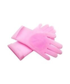 2-Piece Silicone Dishwashing Gloves Pink