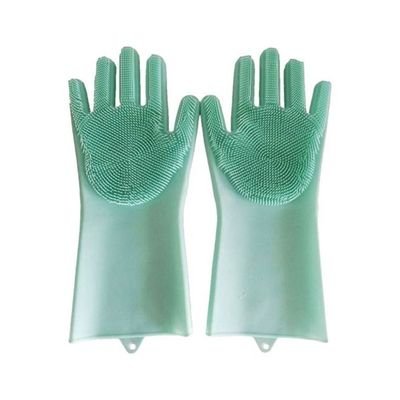 Magic Dishwashing Gloves Green 33 x 12centimeter - Image 2