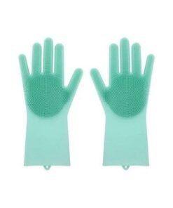 Silicone Cleaning Gloves With Wash Scrubber Green
