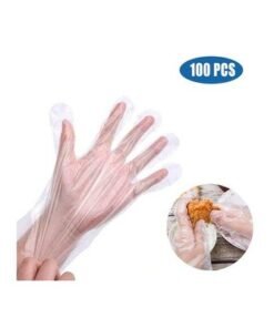 Pair Of 100 Disposable Transparent Food-Grade Gloves Clear