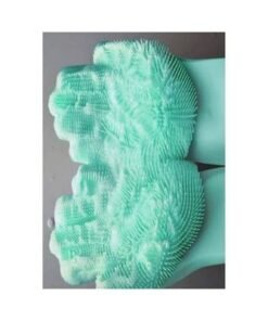 Pair Of Heat-Resistant Silicone Cleaning Gloves Blue