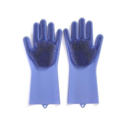 2-Piece Silicone Scrubbing Gloves Set Blue - Image 2