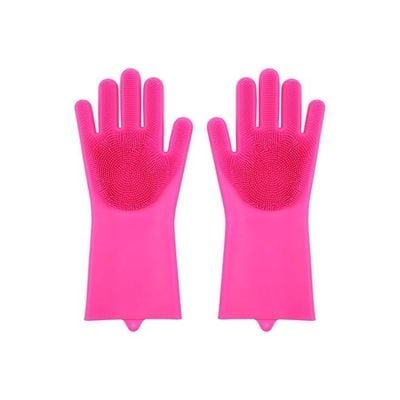 Pair Of Silicone Gloves Pink 35x8x3centimeter