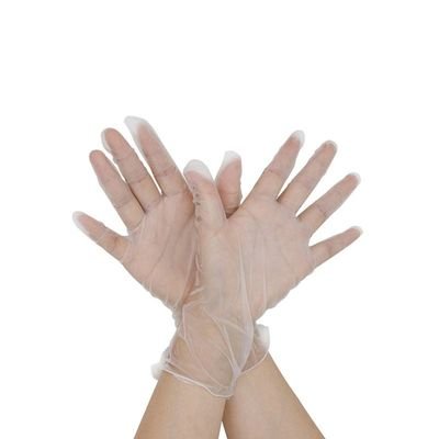 100-Piece Disposable Vinyl Gloves Transparent 13x7x24centimeter - Image 2