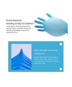 Portable Waterproof Anti-Slip Single Use Nitrile Glove Blue 22centimeter - Image 3