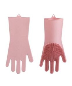 Pair Of Anti-Slip Waterproof Cleaning Gloves Pink 230 x 30millimeter