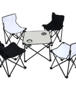 Alternative view of Set of 4 Folding Chairs With Folding Table - Lightweight Outdoor Camping Chair Table Set With Carry Bag Perfect For Garden Caravan Trips Fishing and BBQ Beach Chair - Picnic Table and Chairs Set