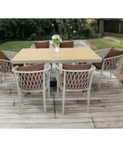 Alternative view of Outstanding Aluminum Frame WPC 6-Seater Dining Set with Cushions