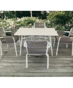Alternative view of Classic Aluminum Frame WPC 4 Seater Dining Table Set for Outdoor Furniture