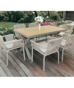 Alternative view of Module All-Weather Resistant Aluminum Frame WPC 6-Seater Dining Set with Cushions