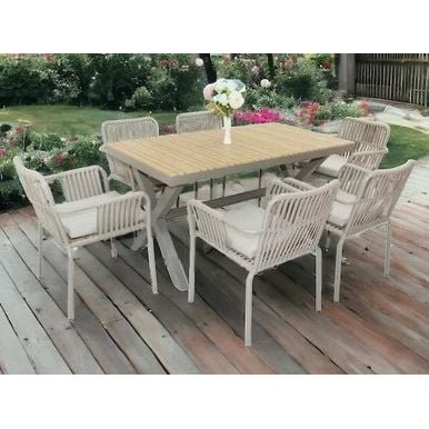 Module All-Weather Resistant Aluminum Frame WPC 6-Seater Dining Set with Cushions - Image 2