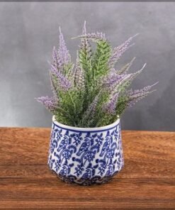 Yata Blue Color Printed Ceramic Vases | Home Decor Vases for Flower Arrangements | Decorative Showcase Vases (Blue)