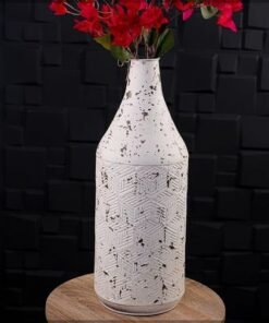 Vintage Look Metal Vases for Home Wedding Decorations - Metal Vases for Flower Arrangement and Balcony Livingroom Decorations (White2)