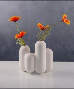 Alternative view of White Ceramic Table Top Bubble Design Vase for Table top Decoration and Flower Filling | Show Case decoration Ceramic Vases | Modern Contemprory Style Vases (White 1)