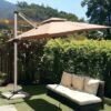 Sunshade Aluminium Garden Umbrella with Rotating Handle Stylish Outdoor Patio Decor and UV-Resistant Canopy (Khaki)