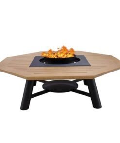 Alternative view of Large Octagon Fire pit Table color Natural Teak & Black model A