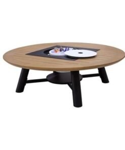 Large Round Fire pit Table color Natural Teak & Black model A - Image 3