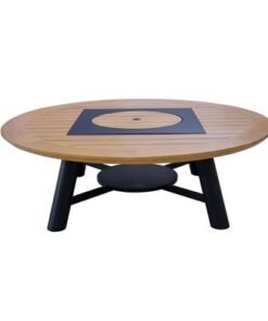 Large Round Fire pit Table color Natural Teak & Black model A - Image 5