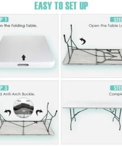Folding Table 6ft Plastic Tables for Parties Portable w/Handle, Fold-in-Half Utility Foldable Table, 6' Dining Table Heavy Duty - Image 5
