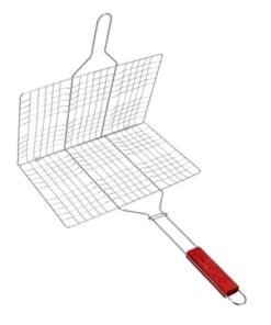 Royalford Barbeque Grill, Chromium Plated Iron Construction, RF10371 | Folding Portable BBQ Grill Basket for Fish, Vegetables, Shrimp with Removable Heat Resistant Wooden Handle - Image 4