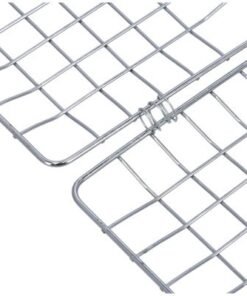 Royalford Barbeque Grill, Chromium Plated Iron Construction, RF10371 | Folding Portable BBQ Grill Basket for Fish, Vegetables, Shrimp with Removable Heat Resistant Wooden Handle